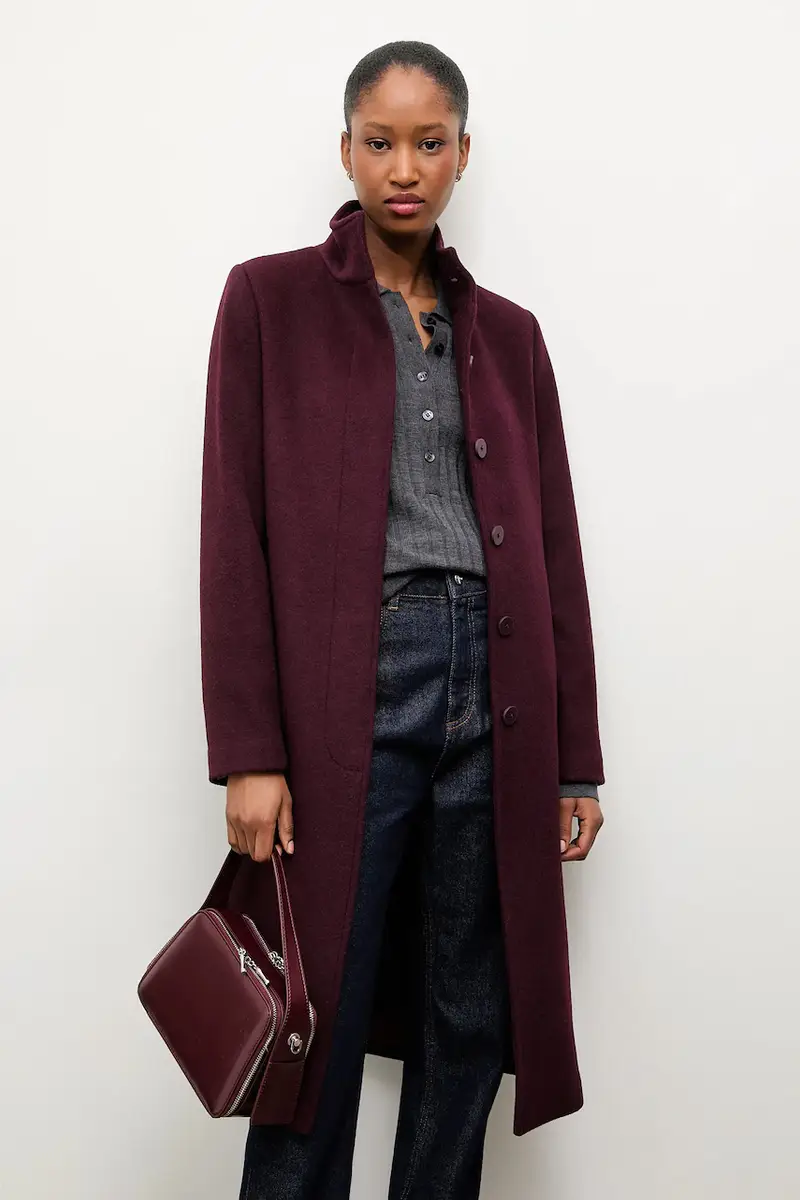 cappotto in lana colore granata