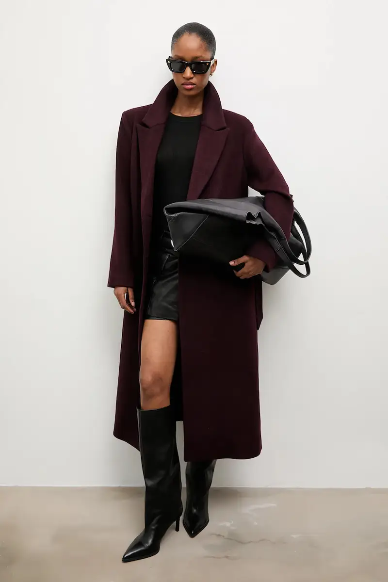 cappotto in lana colore granata