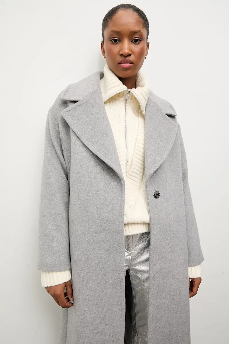 cappotto in lana colore grigio miniatura 4