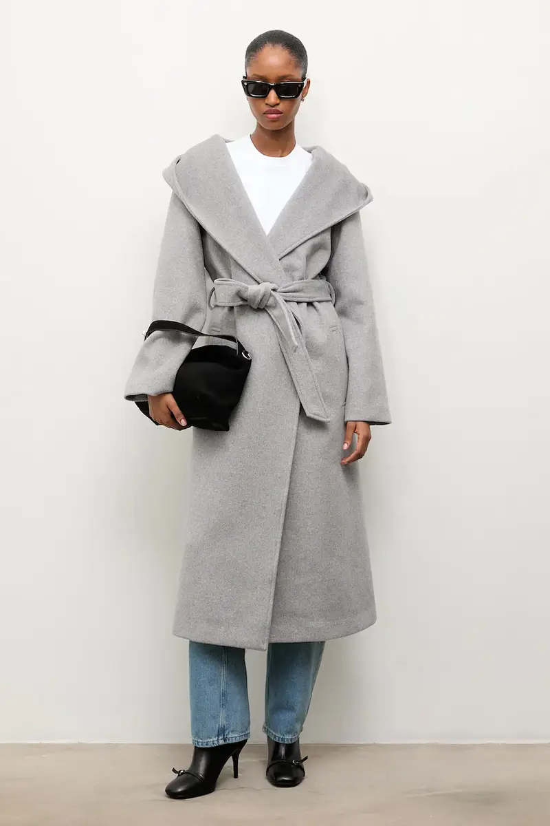 cappotto in lana colore grigio miniatura 2