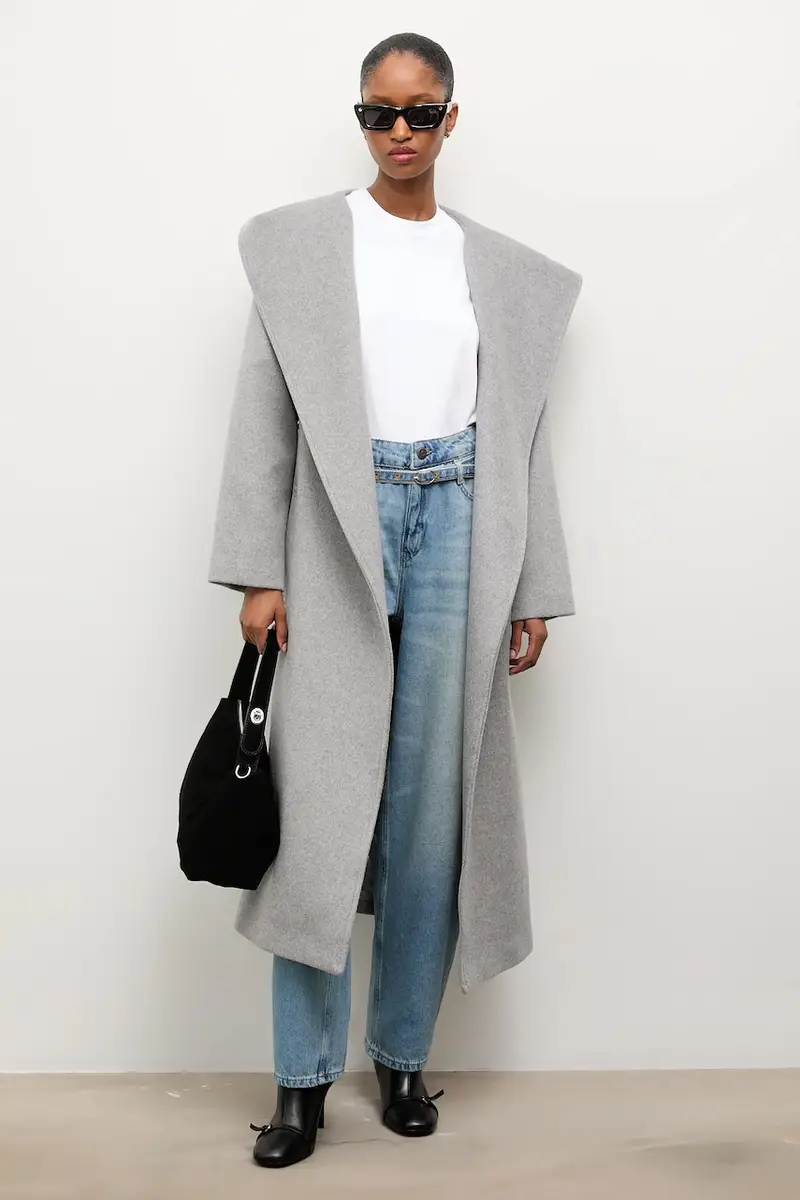 cappotto in lana colore grigio miniatura 3