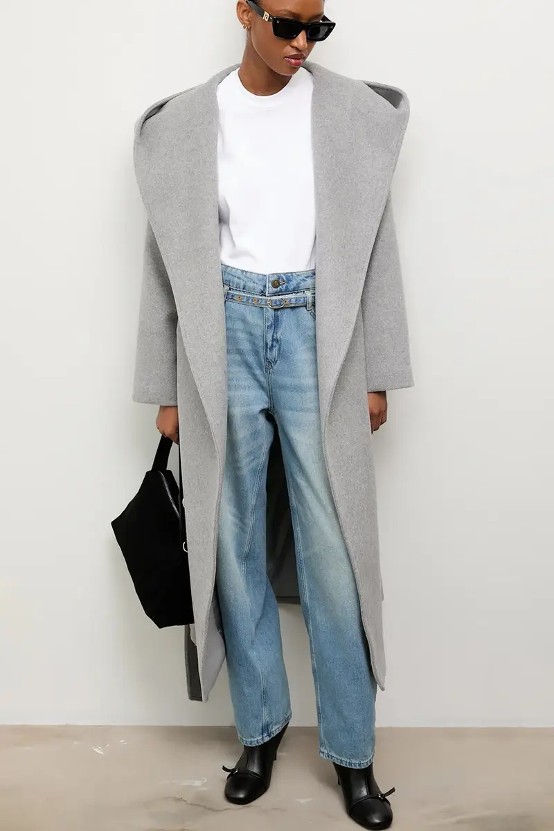 cappotto in lana colore grigio miniatura 5