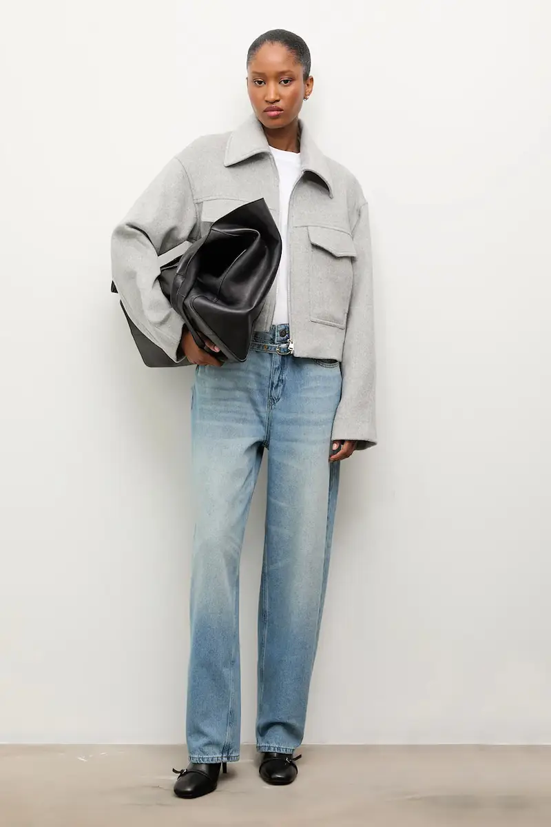 cappotto in lana colore grigio miniatura 2