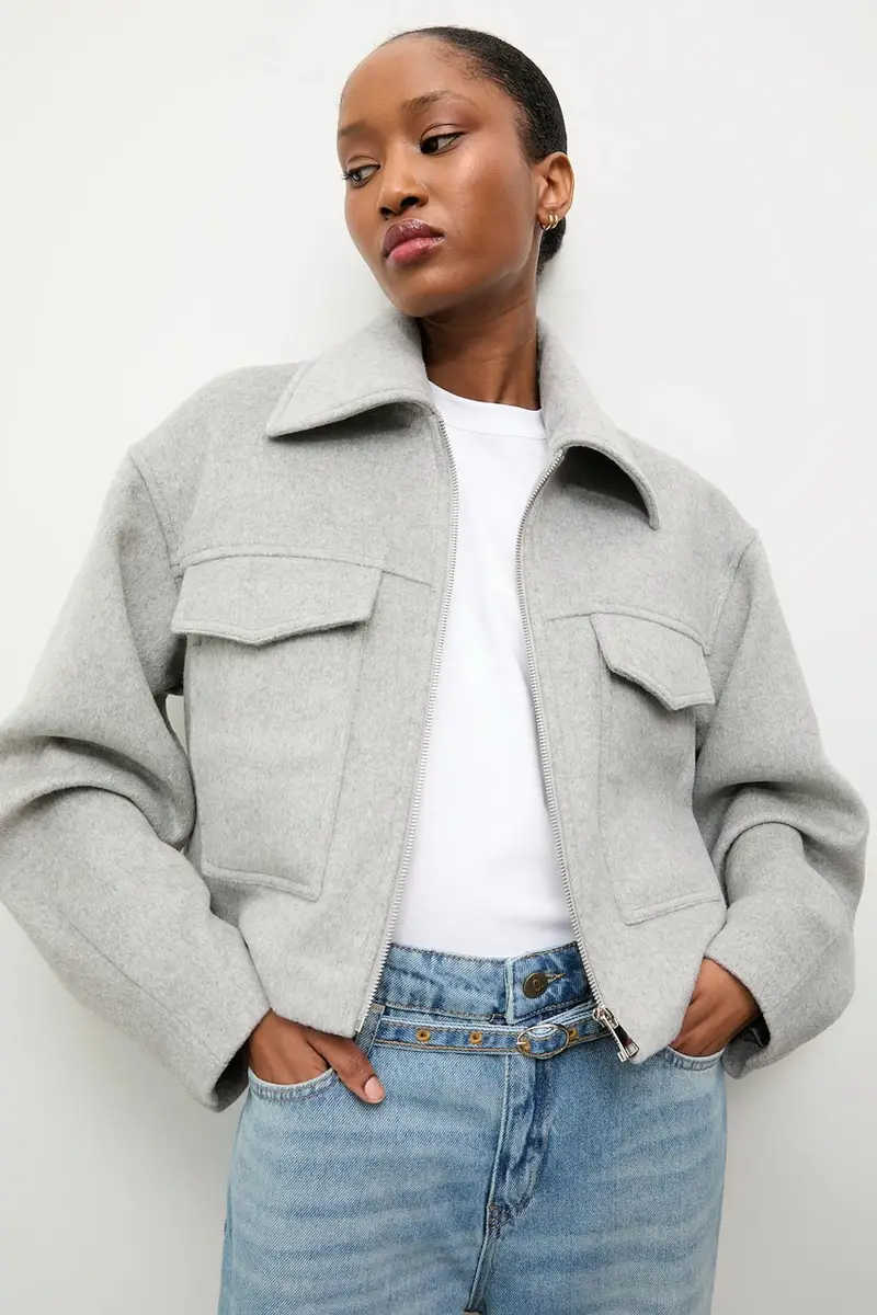 cappotto in lana colore grigio miniatura 4