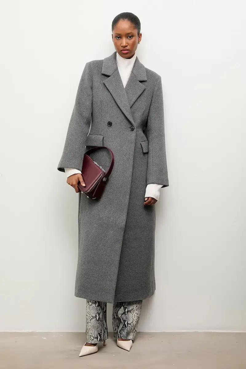 cappotto in lana colore grigio miniatura 4