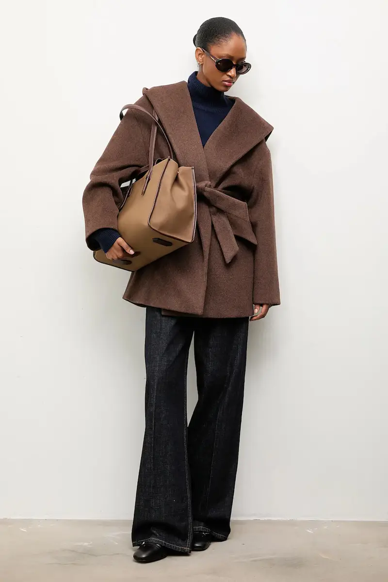 cappotto in lana colore marrone miniatura 2