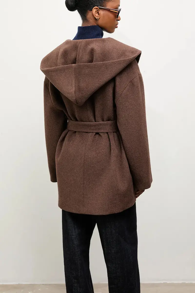 cappotto in lana colore marrone miniatura 3