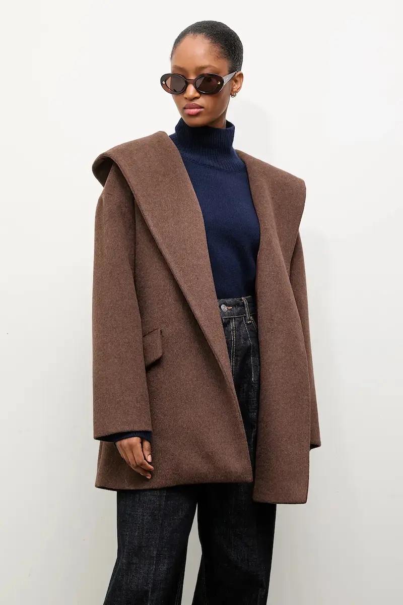 cappotto in lana colore marrone miniatura 4