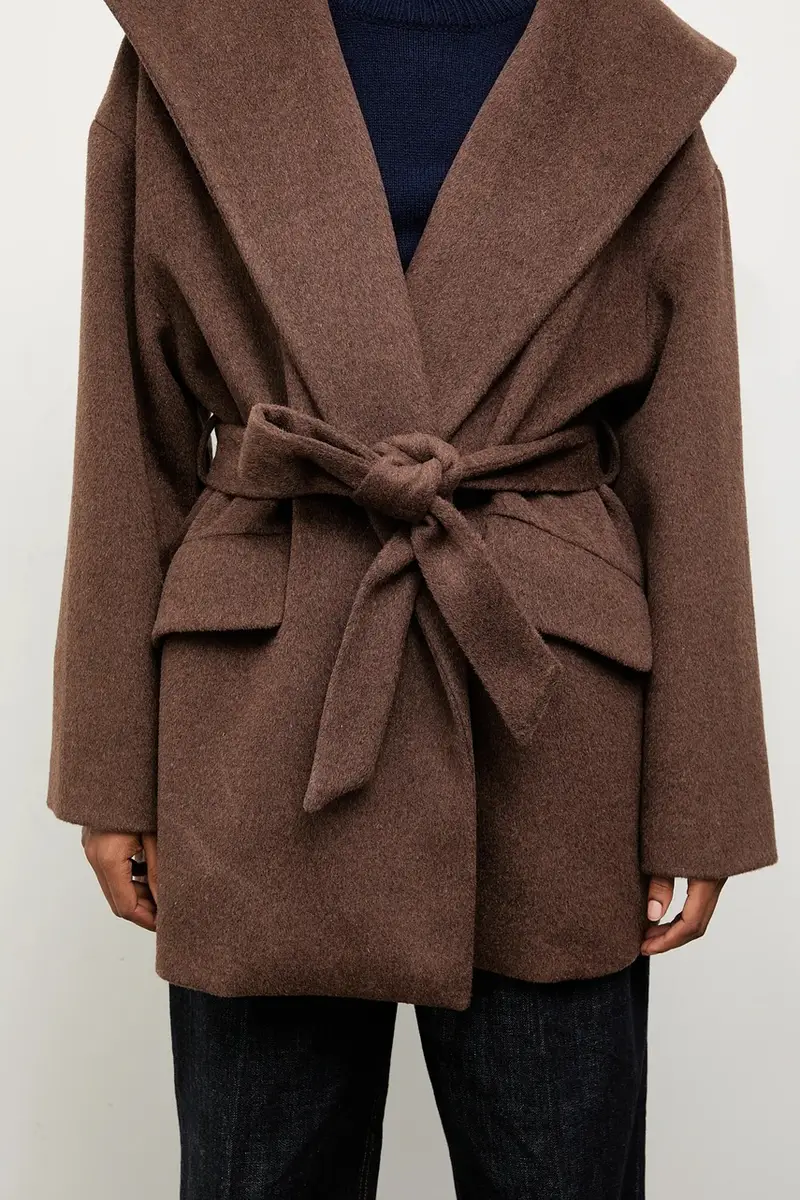 cappotto in lana colore marrone miniatura 5