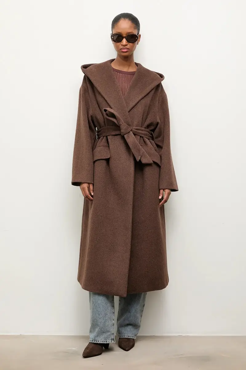 cappotto in lana colore marrone miniatura 2