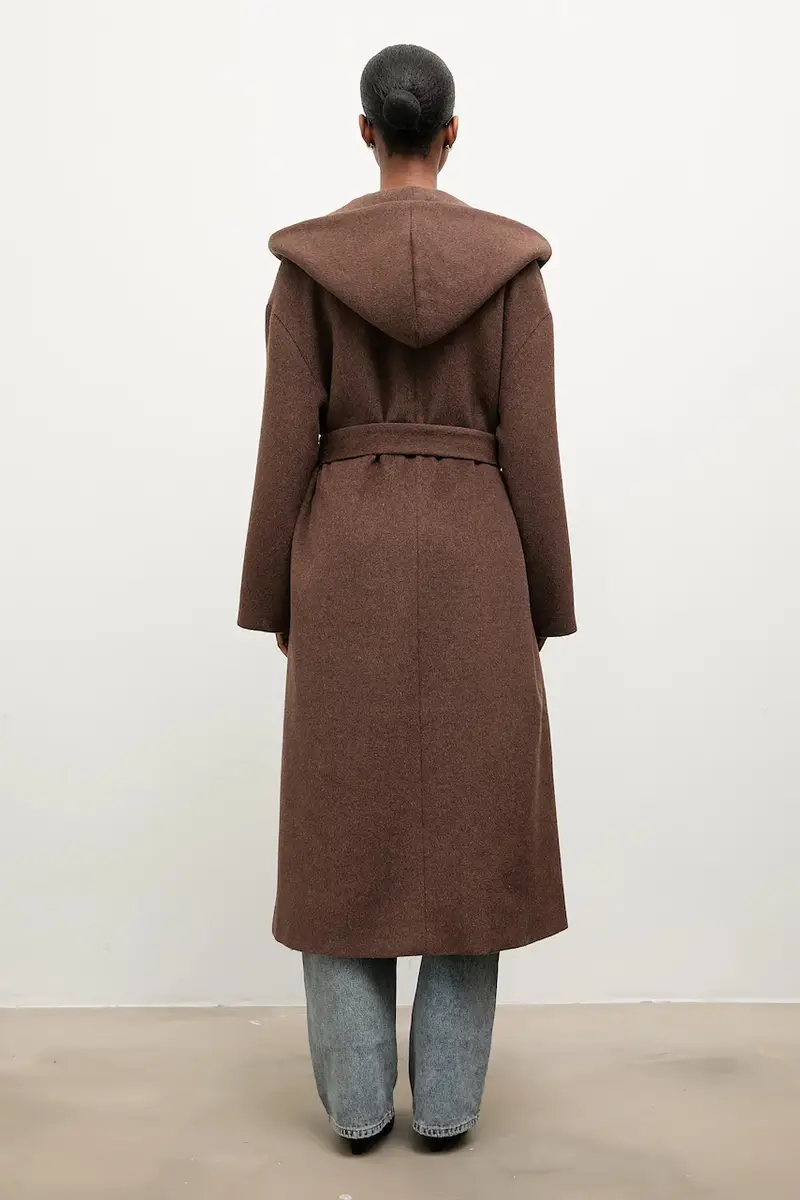 cappotto in lana colore marrone miniatura 3