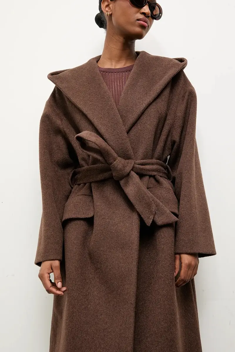 cappotto in lana colore marrone miniatura 4