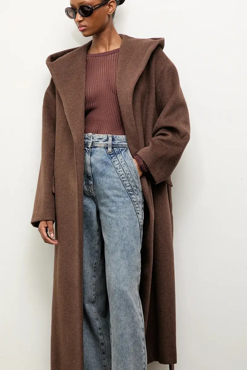 cappotto in lana colore marrone miniatura 5