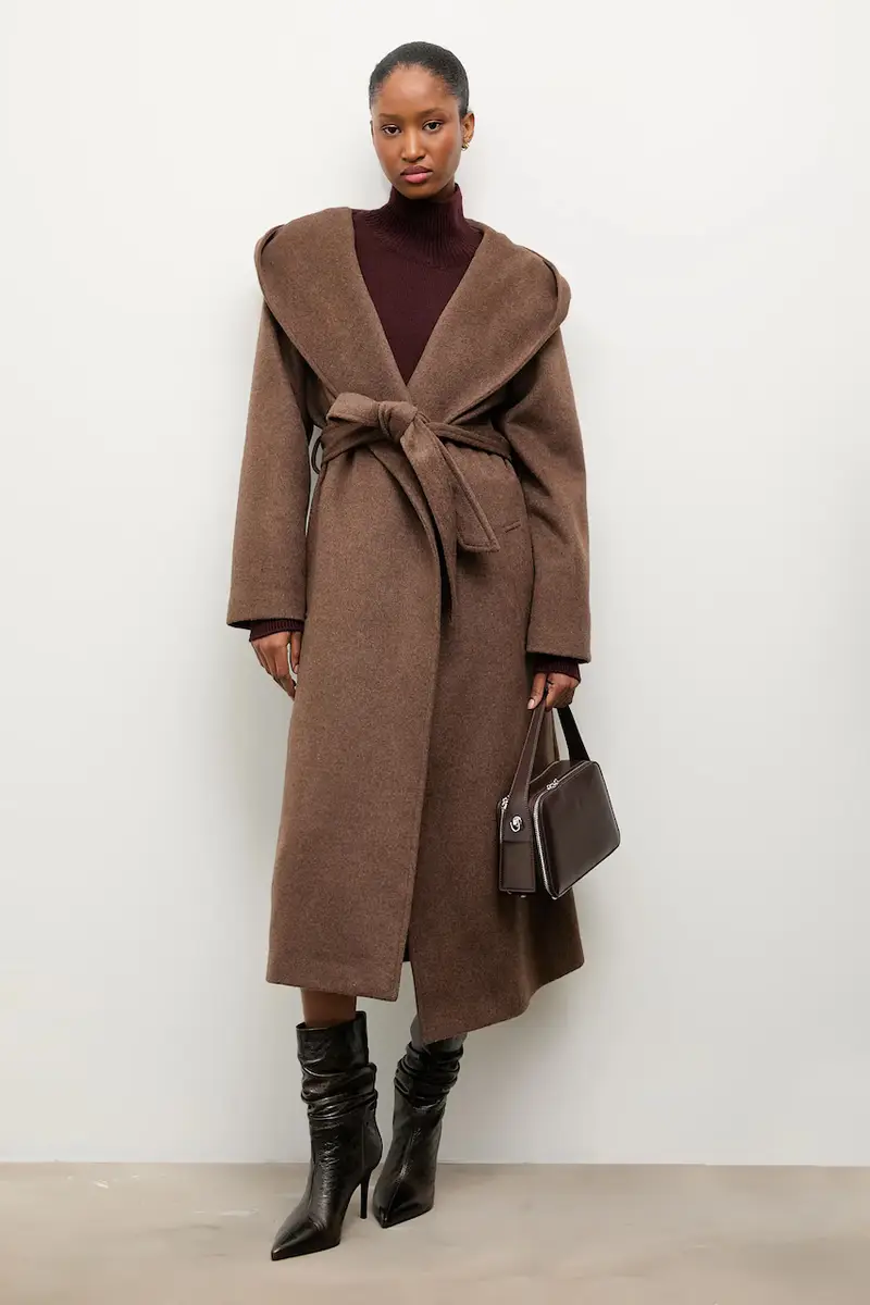 cappotto in lana colore marrone miniatura 2