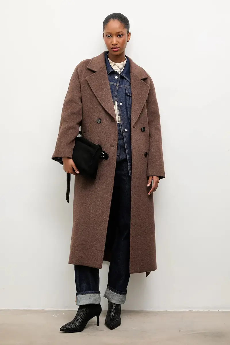 cappotto in lana colore marrone miniatura 4