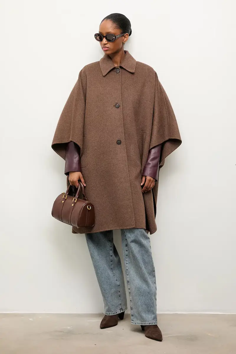 cappotto in lana colore marrone miniatura 2