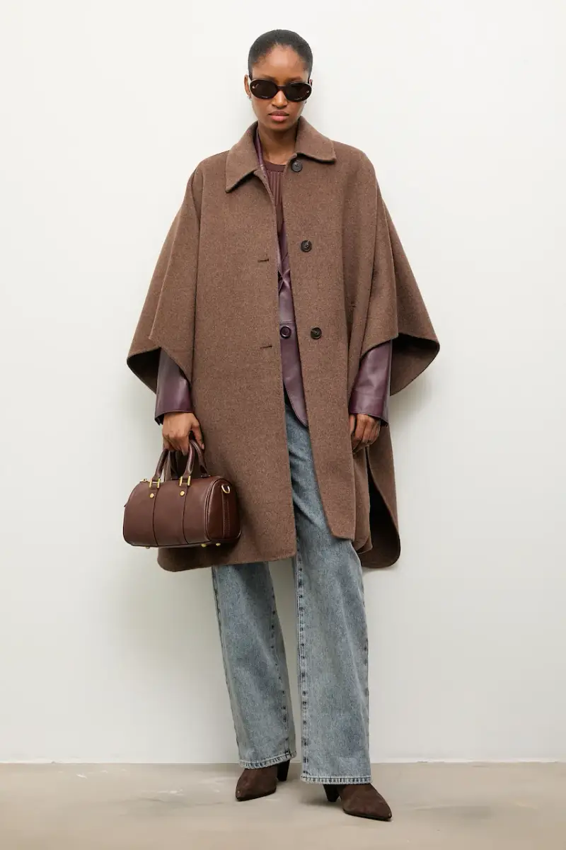 cappotto in lana colore marrone miniatura 4