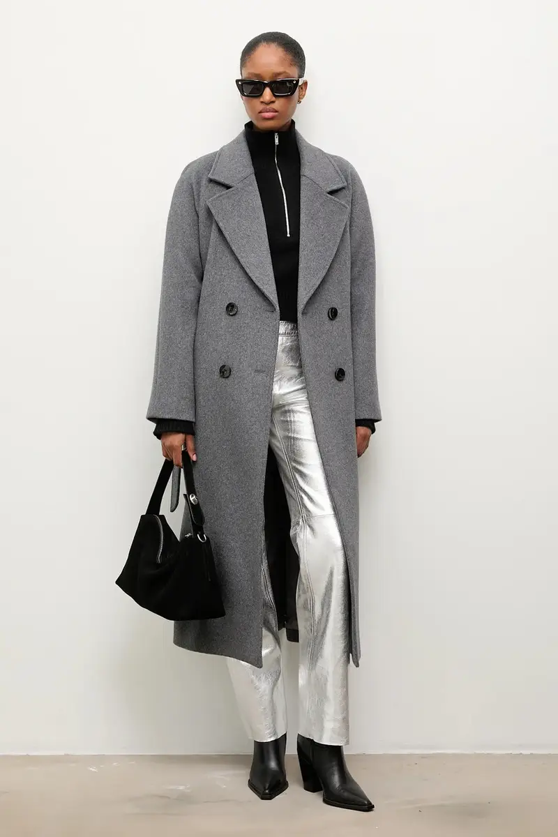 Answear Lab cappotto in lana colore marrone Grigio miniatura 5