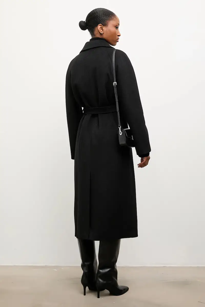 cappotto in lana colore nero miniatura 3