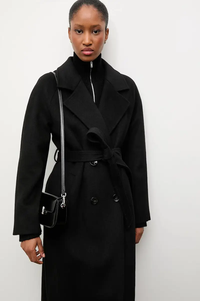 cappotto in lana colore nero miniatura 5