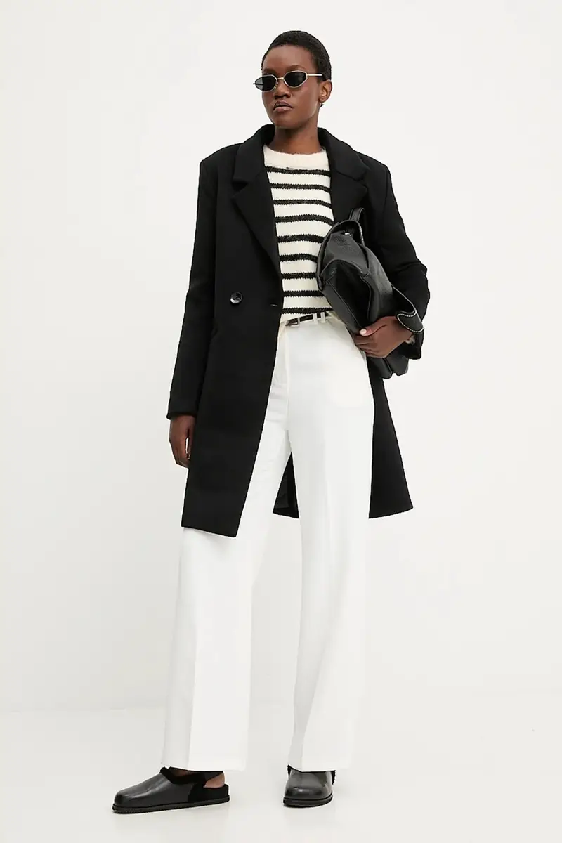 cappotto in lana colore nero miniatura 2