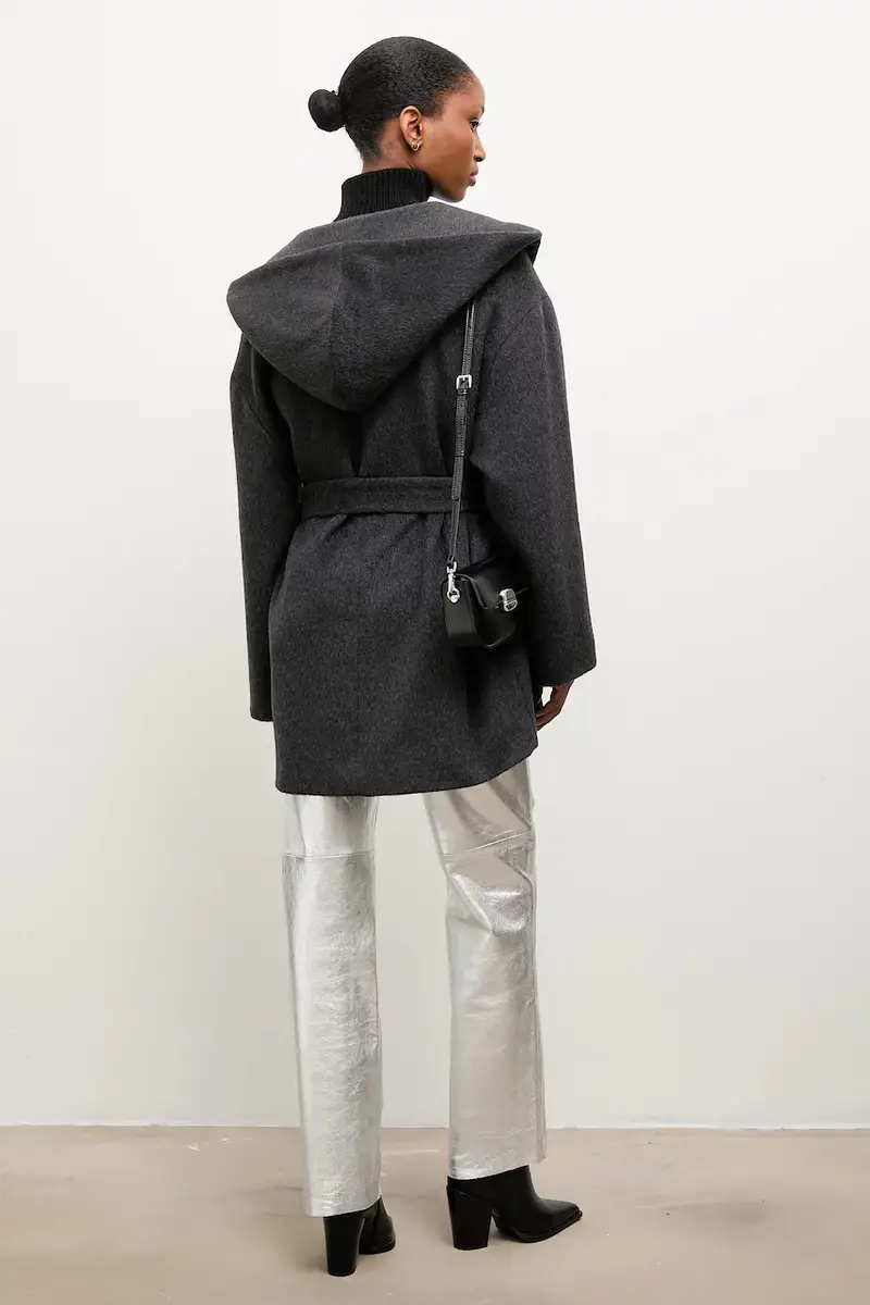 cappotto in lana colore nero miniatura 3