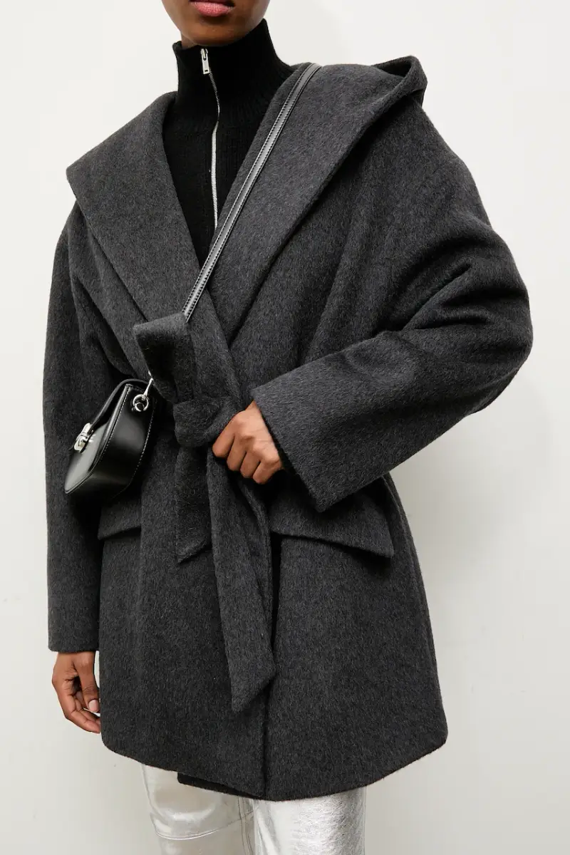 cappotto in lana colore nero miniatura 4