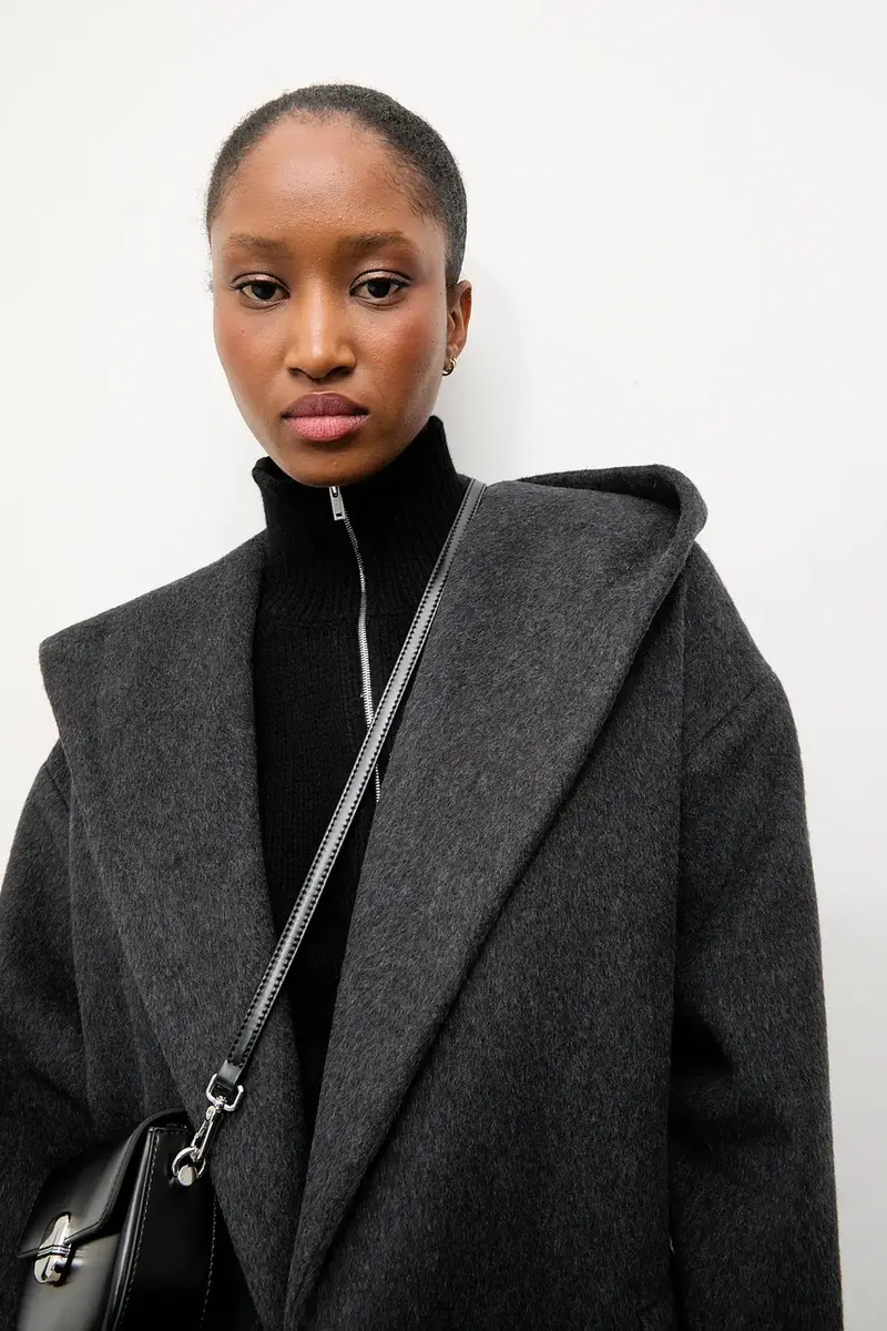 cappotto in lana colore nero miniatura 5