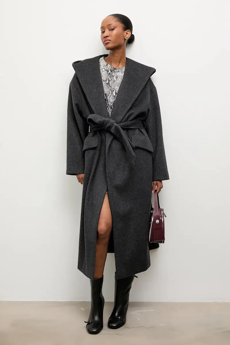 cappotto in lana colore nero miniatura 2