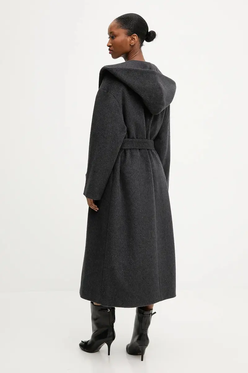 cappotto in lana colore nero miniatura 3