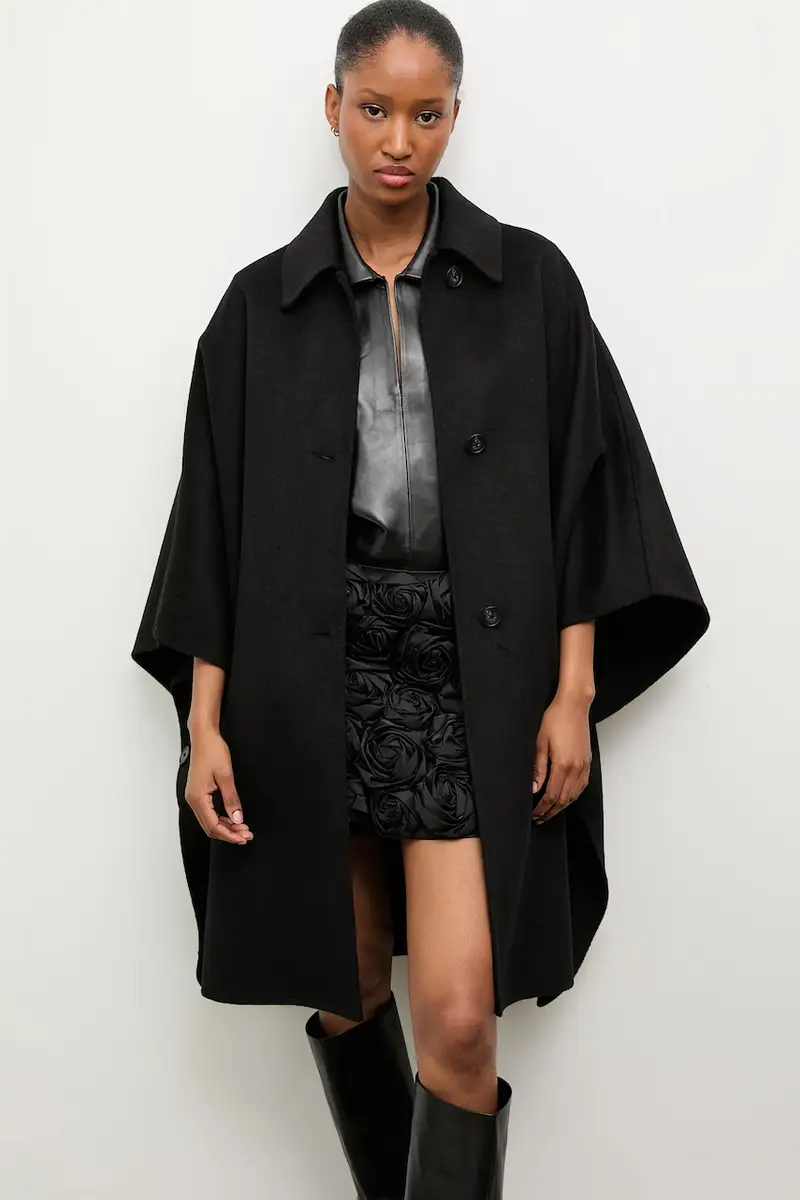 cappotto in lana colore nero miniatura 4