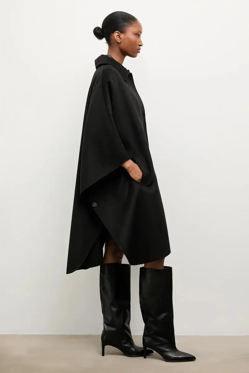 cappotto in lana colore nero miniatura 5