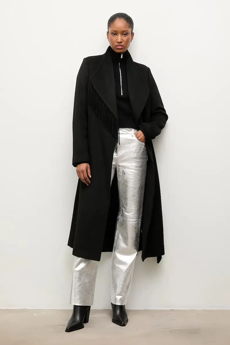 cappotto in lana colore nero miniatura 2