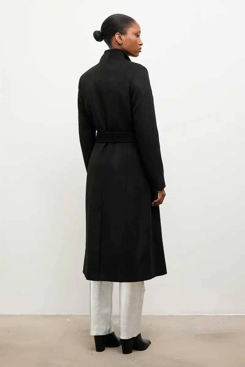 cappotto in lana colore nero miniatura 3