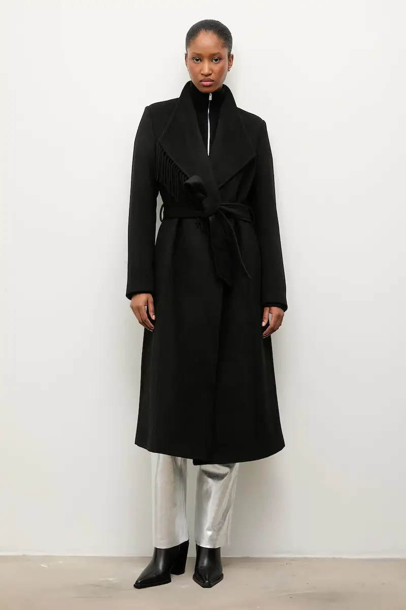 cappotto in lana colore nero miniatura 4