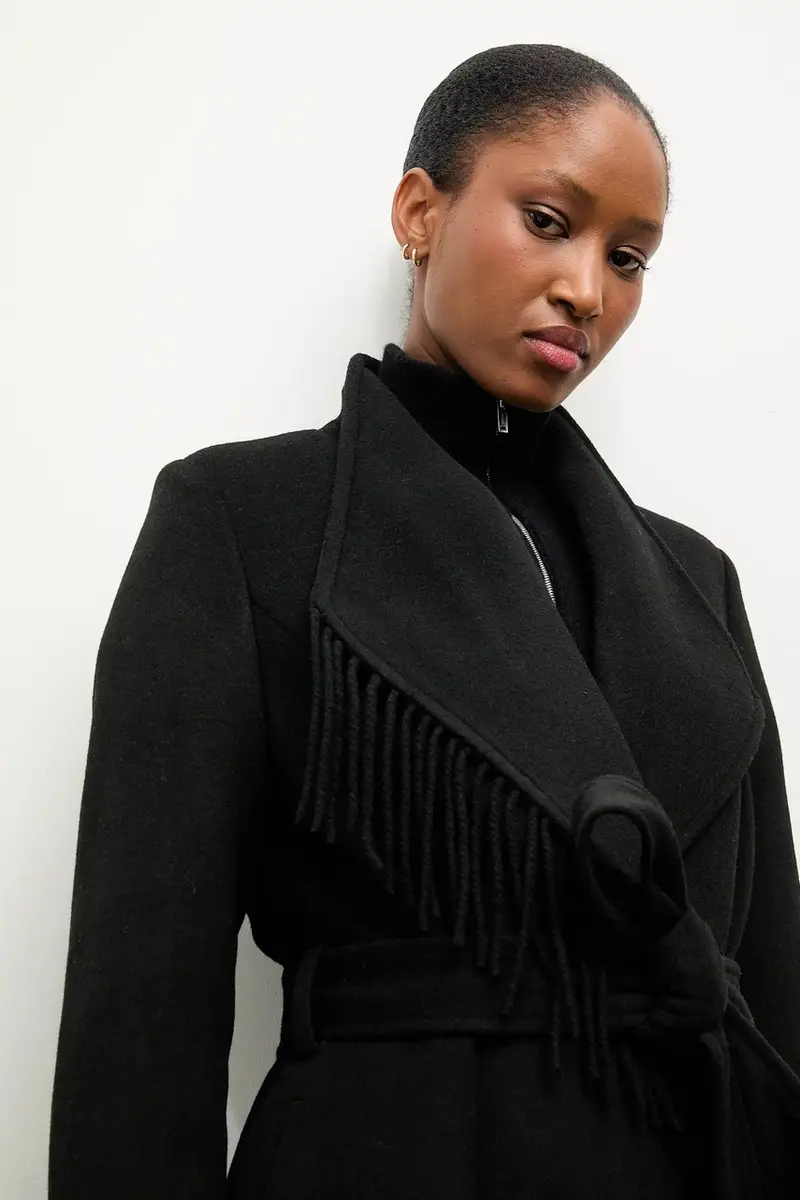 cappotto in lana colore nero miniatura 5