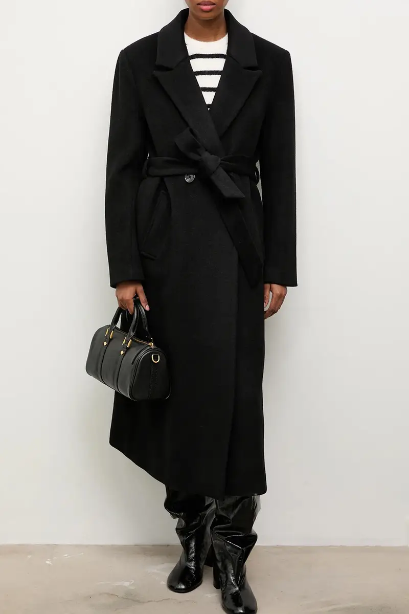 cappotto in lana colore nero miniatura 2