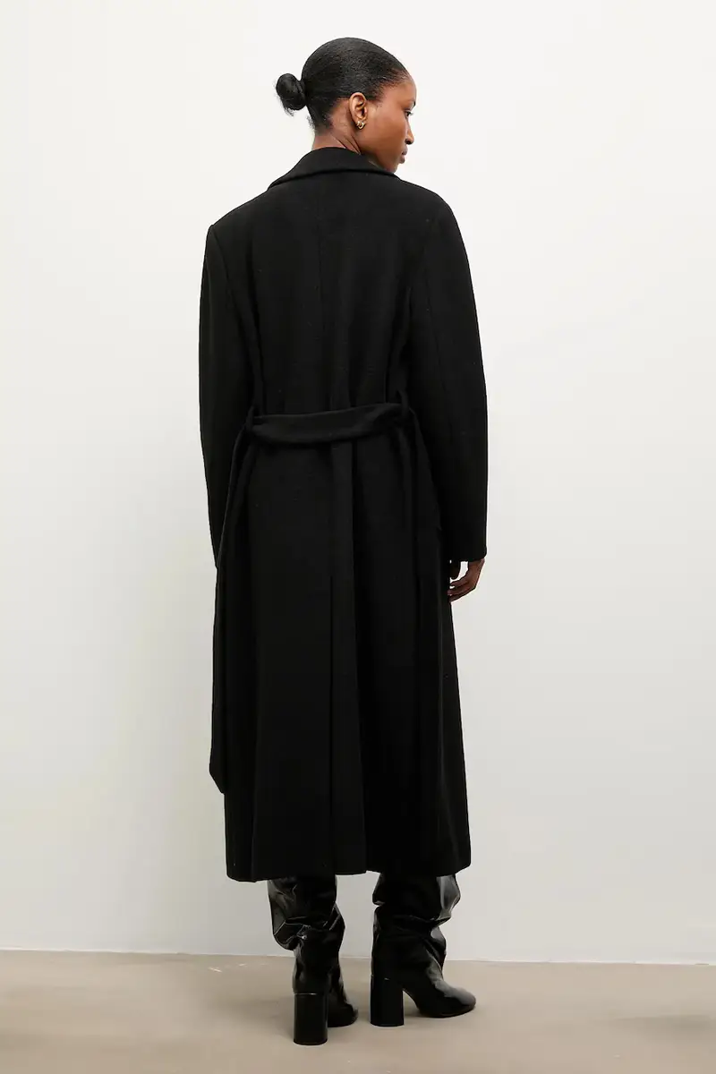 cappotto in lana colore nero miniatura 3