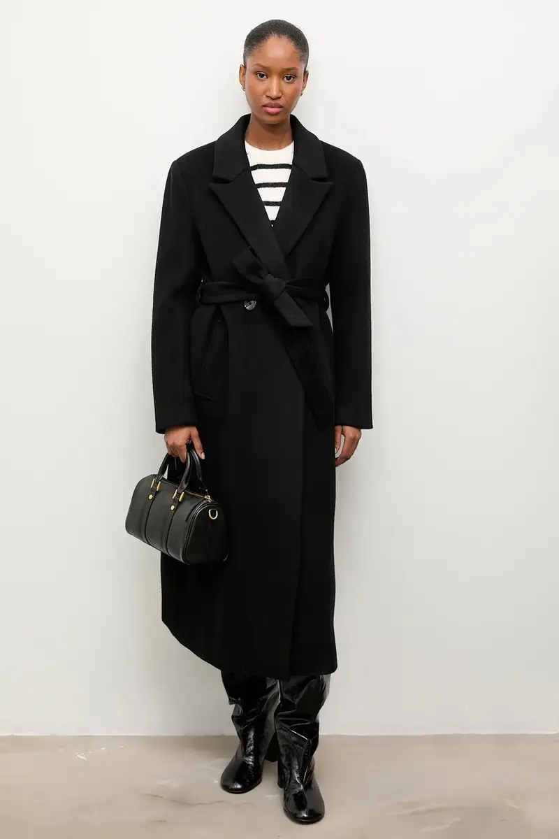 cappotto in lana colore nero miniatura 5