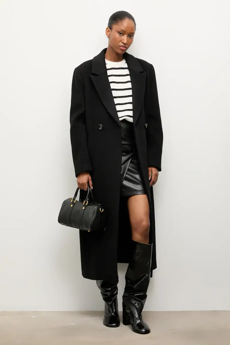 cappotto in lana colore nero