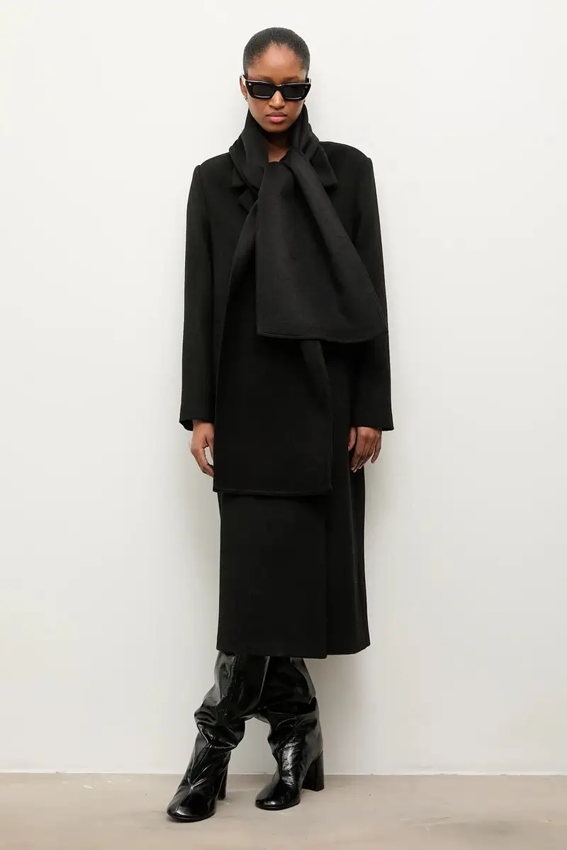 cappotto in lana colore nero miniatura 5