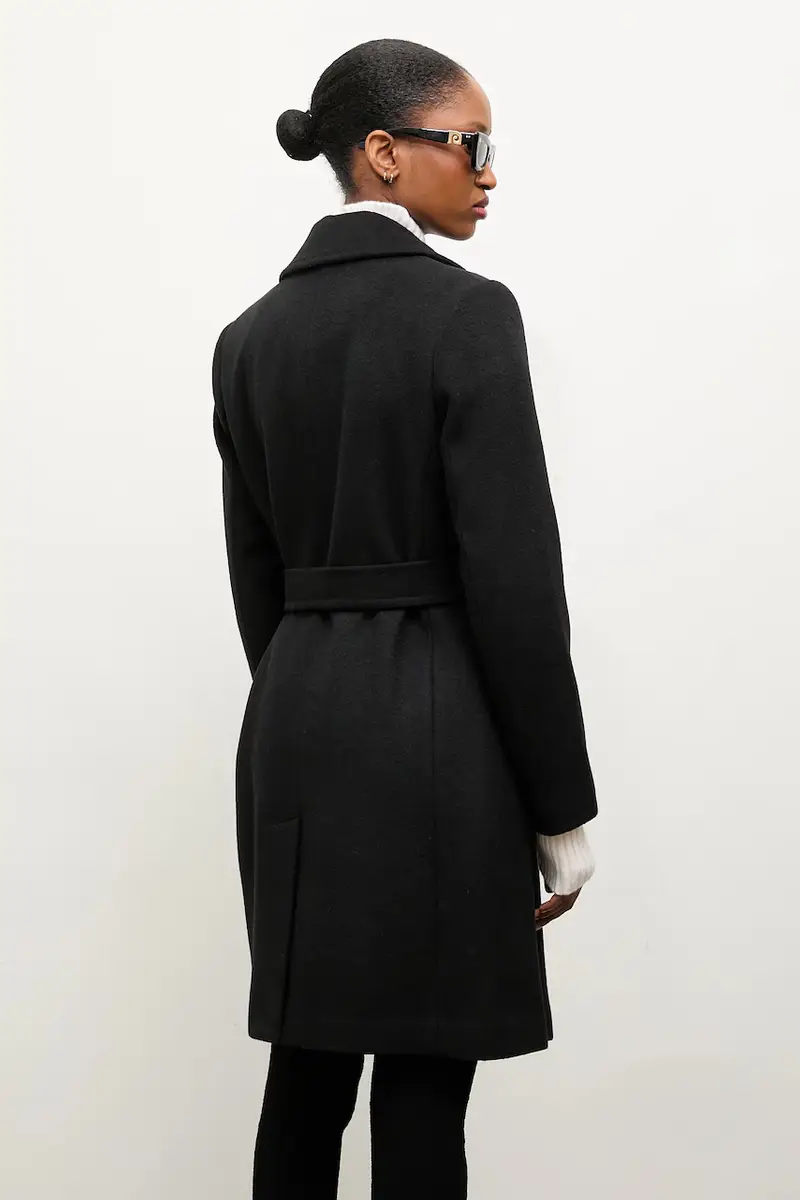 cappotto in lana colore nero miniatura 3