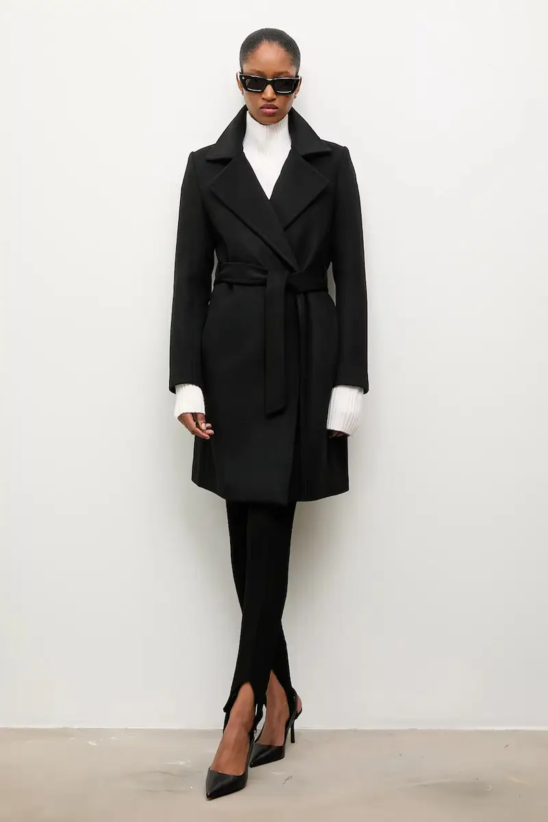 cappotto in lana colore nero miniatura 4