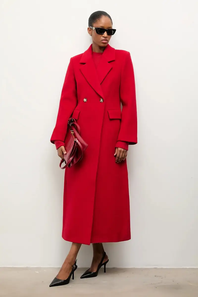 cappotto in lana colore rosso miniatura 2