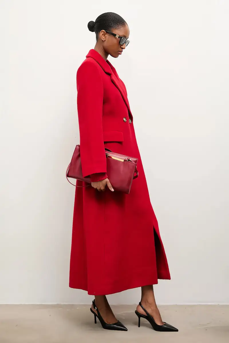 cappotto in lana colore rosso miniatura 4