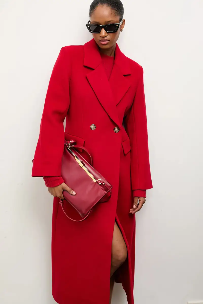 cappotto in lana colore rosso miniatura 5