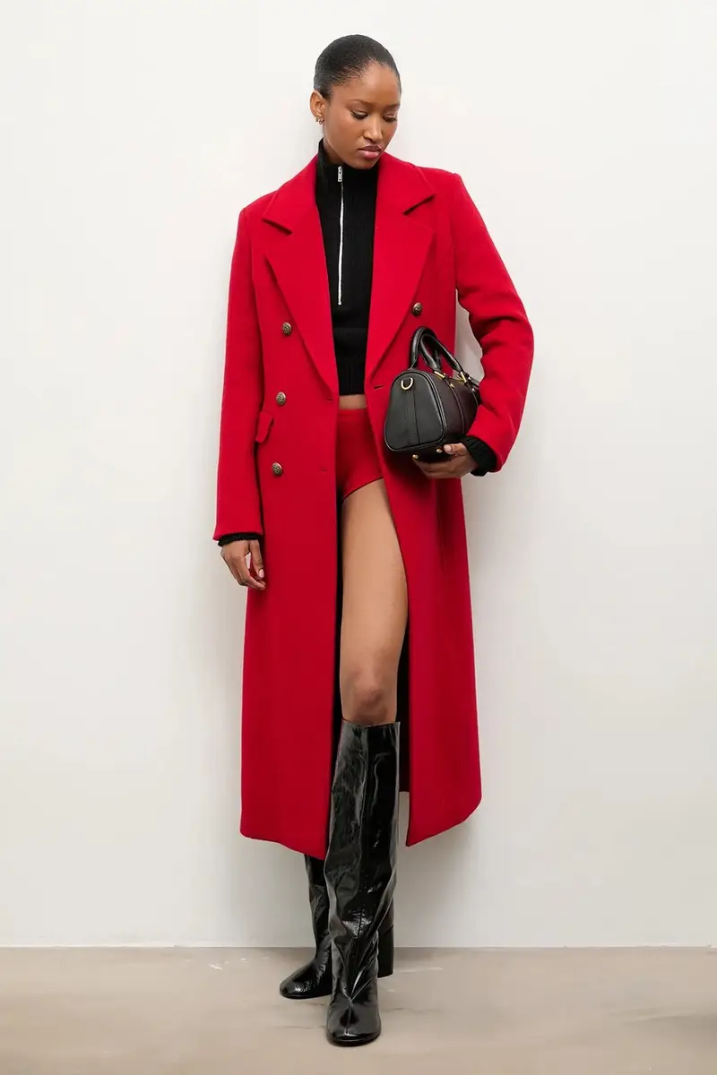 cappotto in lana colore rosso miniatura 2