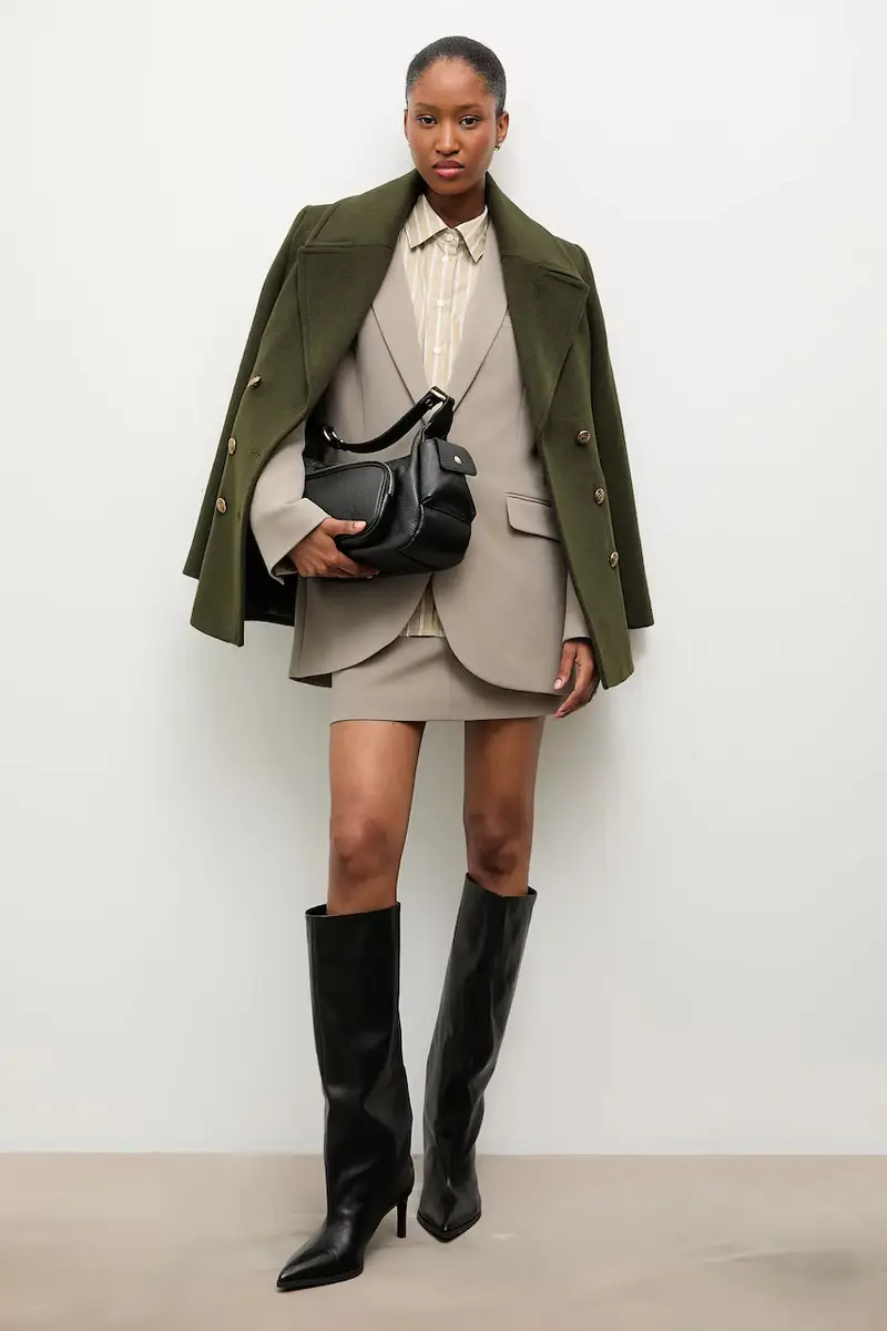 cappotto in lana colore verde miniatura 2