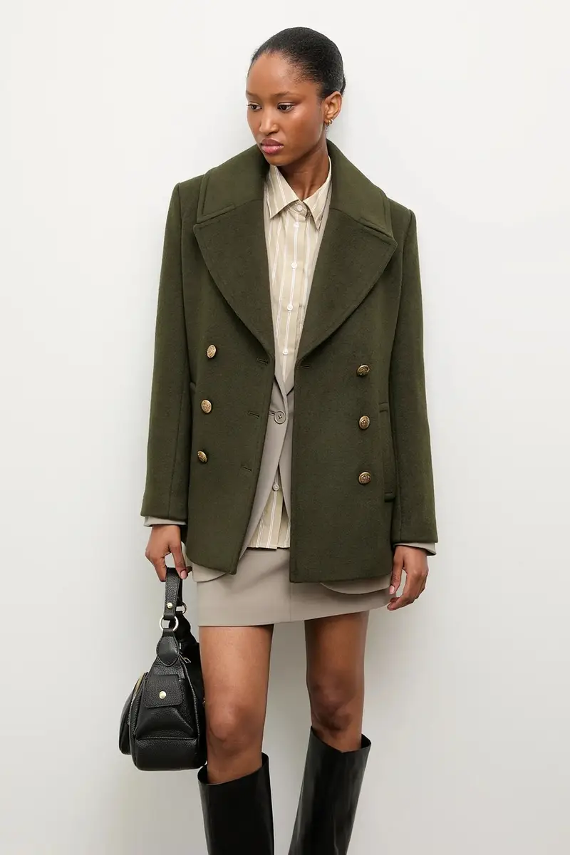 cappotto in lana colore verde miniatura 5