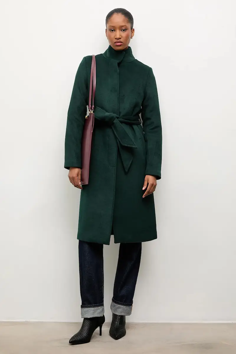 cappotto in lana colore verde miniatura 2